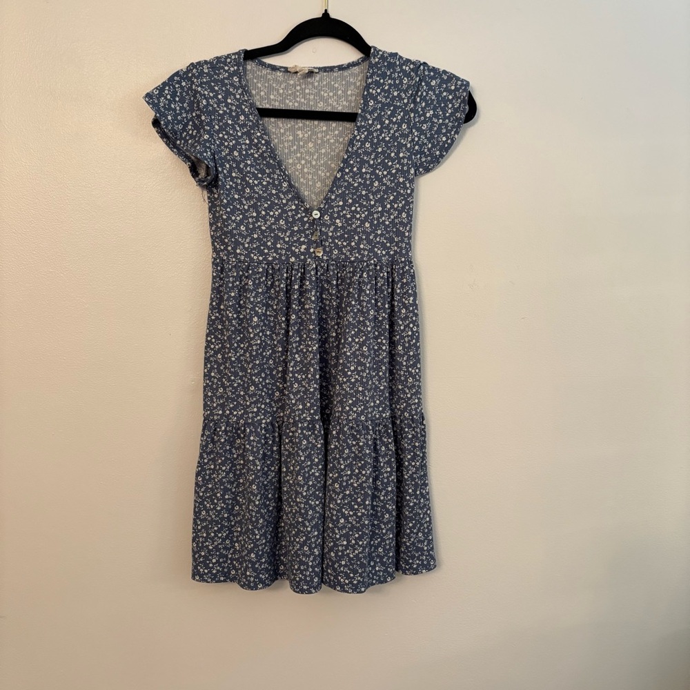 See You Monday Blue and White Floral Mini Dress